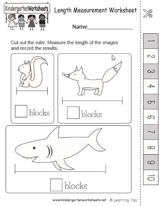 Early Learning Measuring Length Practice Worksheet
