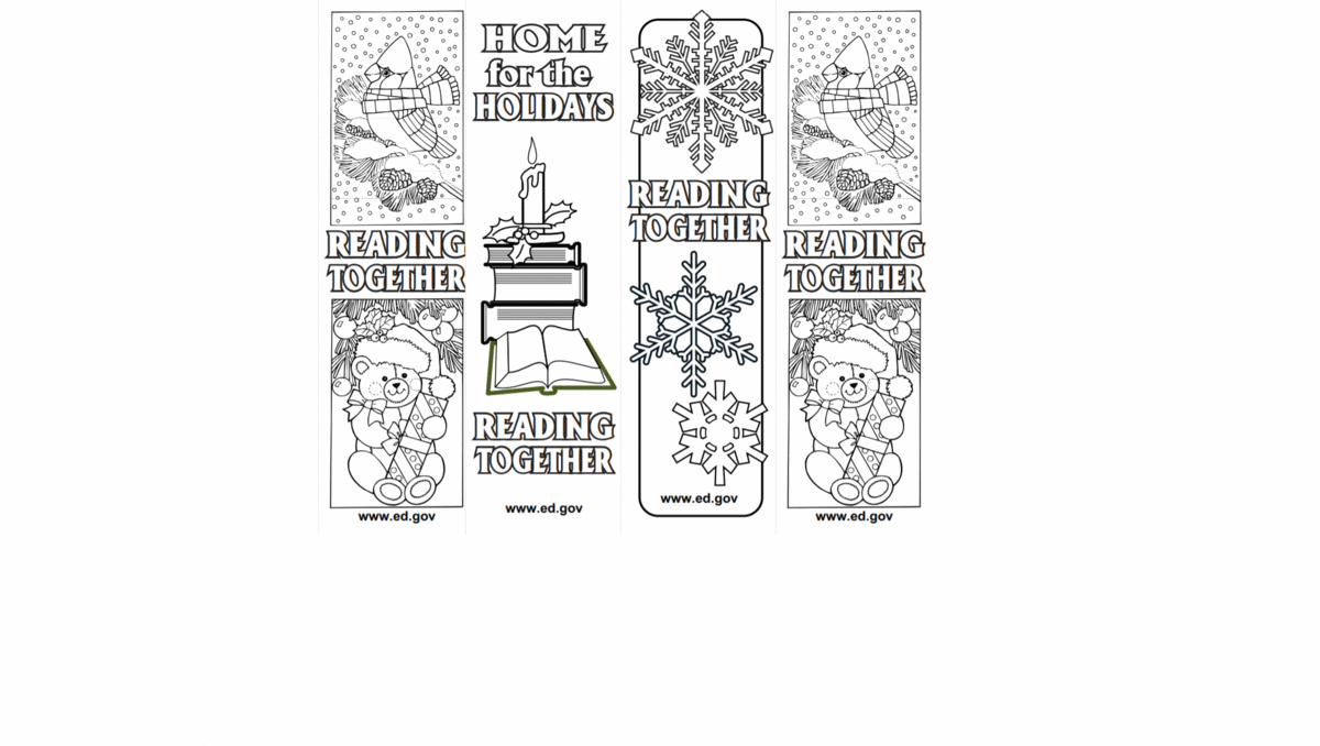 Winter Holiday Bookmarks (Printable Coloring Activity Pre K 5th