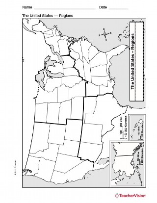 Blank Us Regions Map Map of U.S. Regions   Geography Printable (1st 8th Grade 