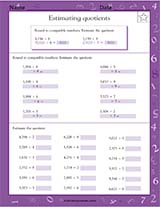 Estimating Quotients Math Practice Worksheet (Grade 5) TeacherVision