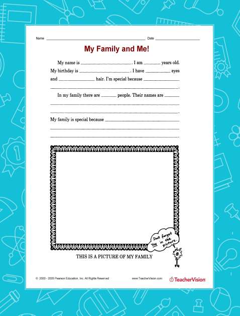 All About My Family Printable (Pre K 1st Grade) TeacherVision