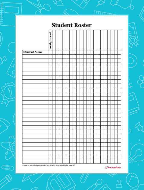 homework recording sheet for students