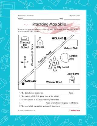 Free Map Skills Worksheets Practicing Map Skills Printable - Geography (2Nd-4Th Grade) - Teachervision