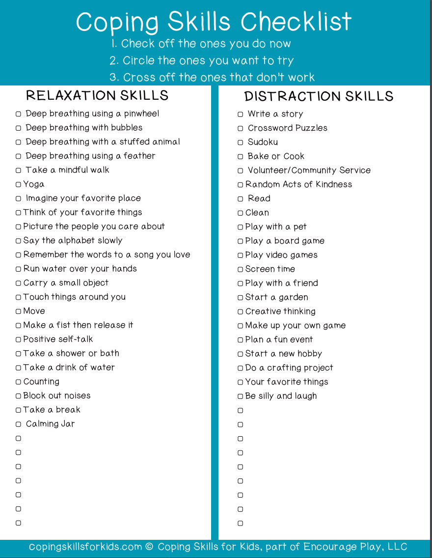 Coping Skills Checklist - TeacherVision