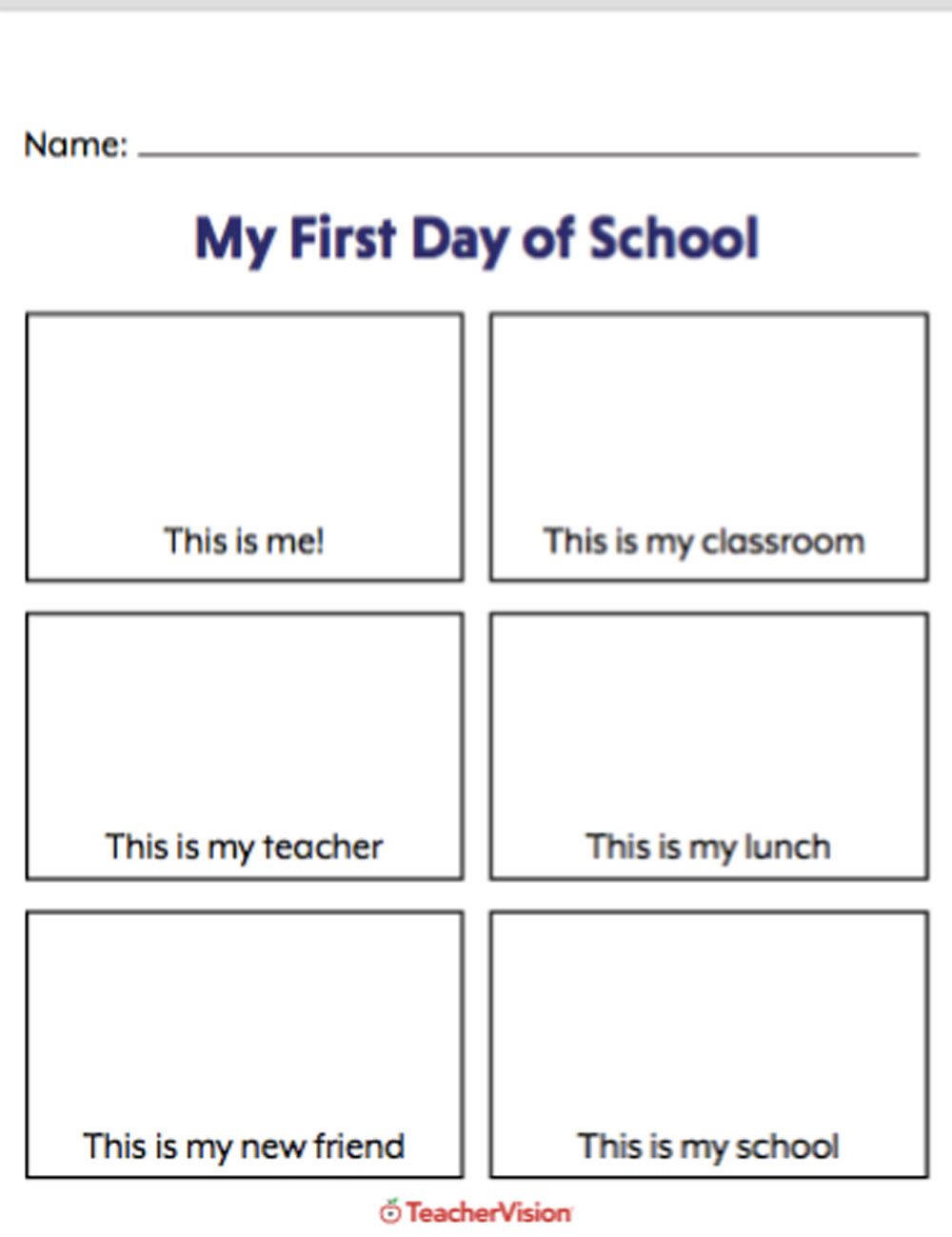 First Day Of School Activity Printable