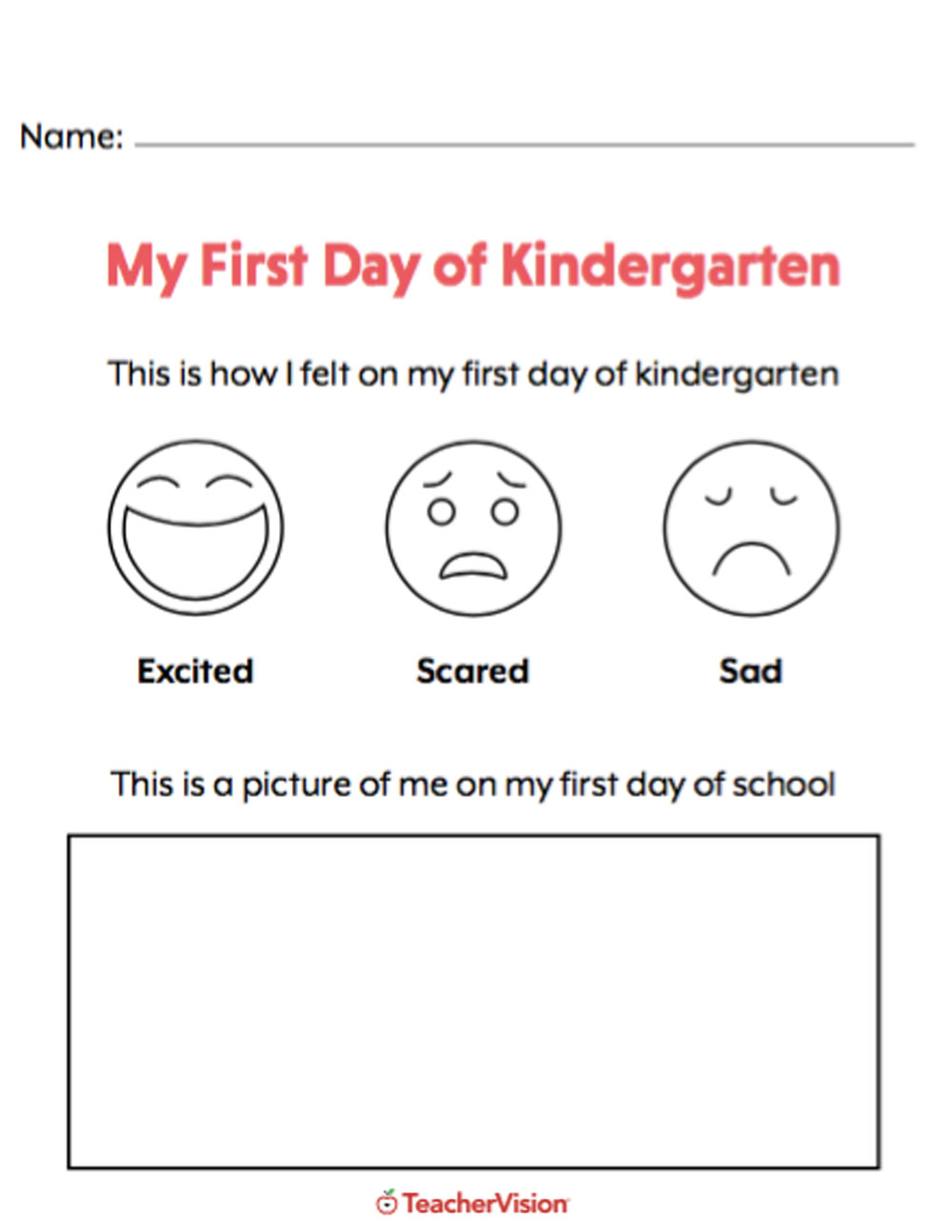 first day activiteis for kindergarten