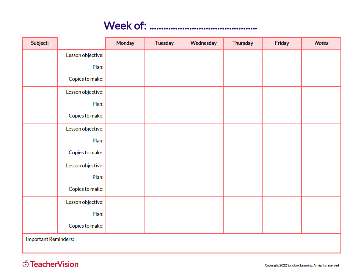 Weekly Lesson Plan Format For Teachers CfE Twinkl 53% OFF