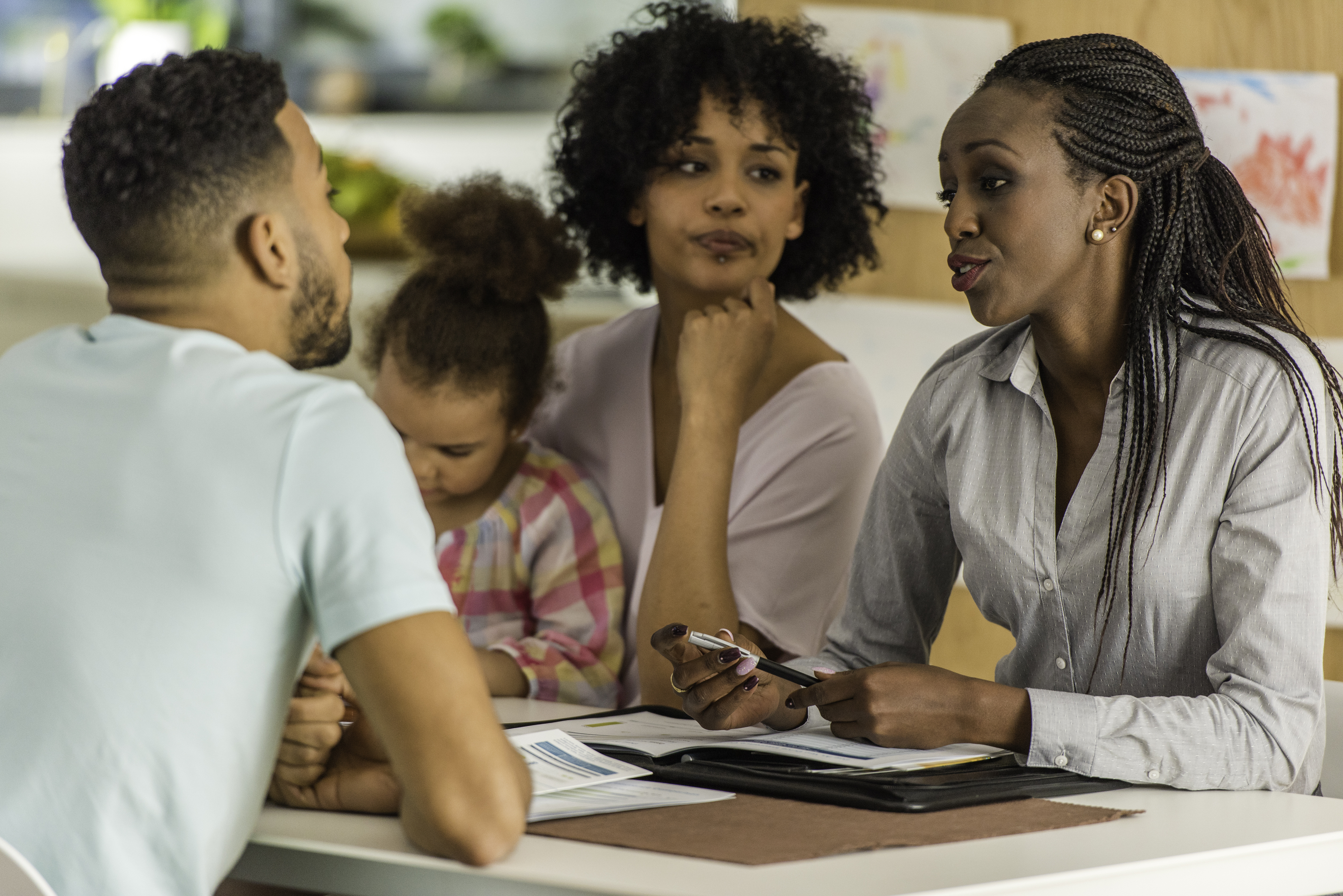 Parent-teacher meeting in the classroom