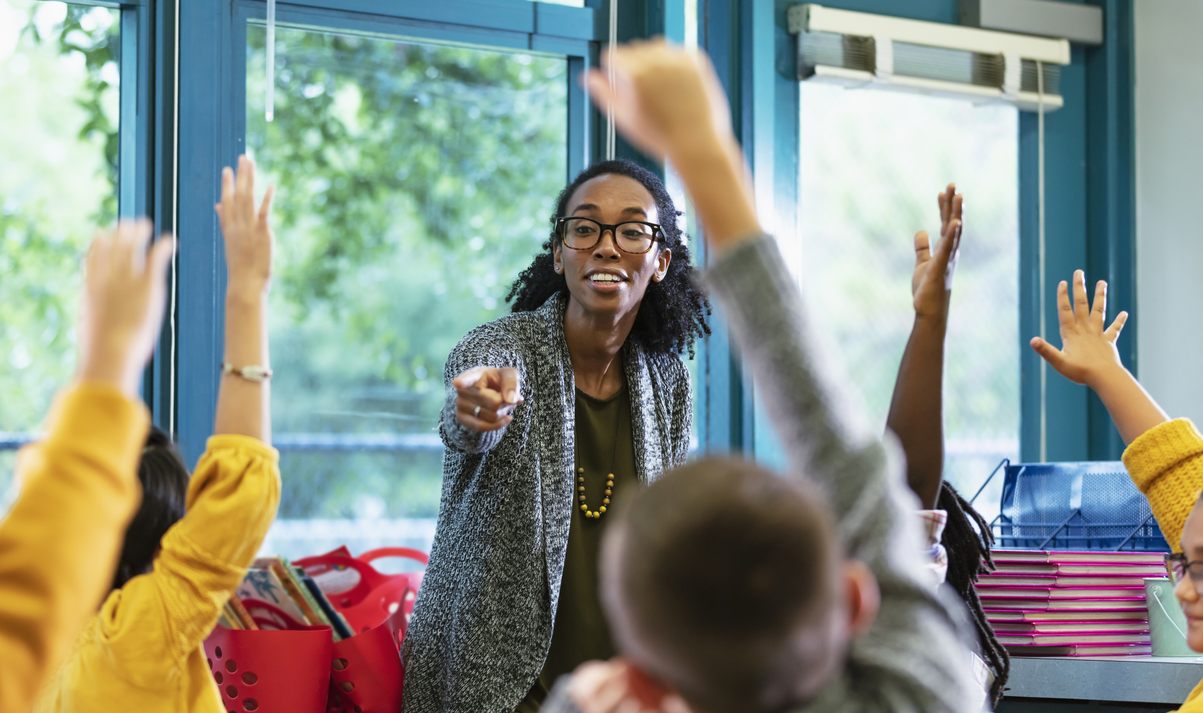 Teacher in the classroom for back to school