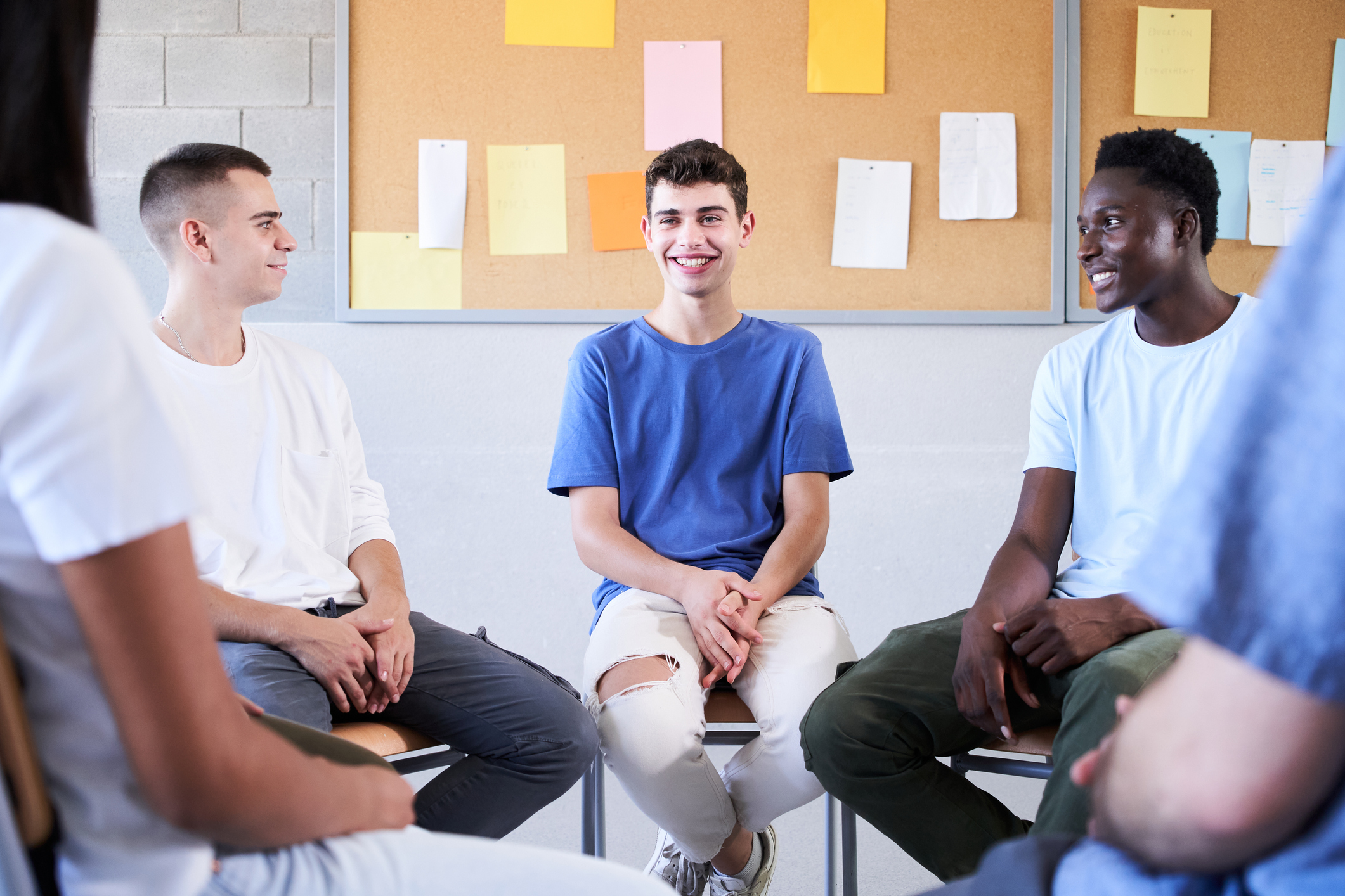 Students in a deskless classroom