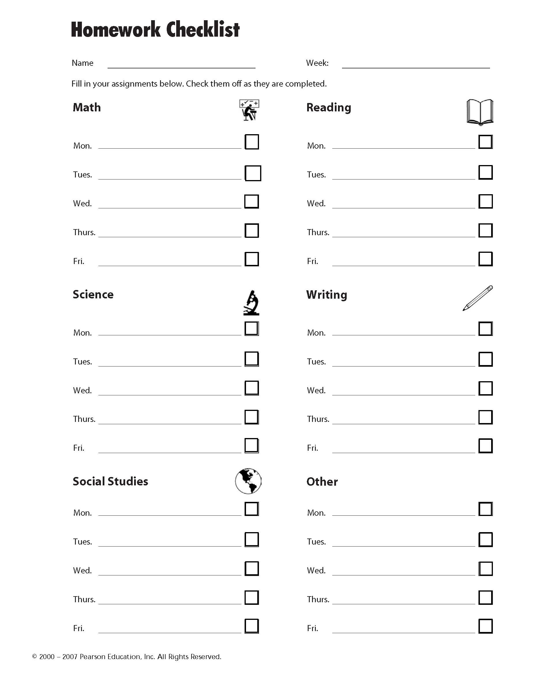 Homework checklist