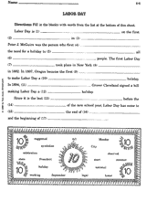 Labor Day Worksheets - Labor Day Printable Worksheets page 1 | abcteach