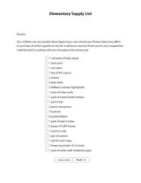 Elementary Supply List Printable K 5th Grade Teachervision