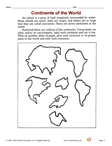 continents of the world printable geography 3rd grade teachervision