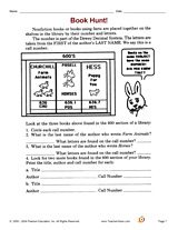 book hunt printable 3rd grade teachervision