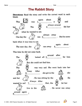 The Rabbit Story Printable (2nd - 3rd Grade) - TeacherVision