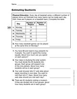 Estimating Quotients Printable (3rd Grade) - TeacherVision