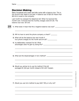 life skills decision making printable 6th grade teachervision
