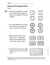 equal and unequal parts printable 2nd grade teachervision