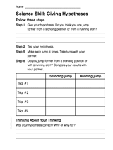 writing a hypothesis worksheet elementary