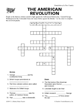The American Revolution Crossword Printable (5th 8th Grade