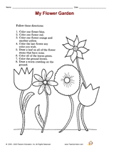 Flower Coloring Page | Color by Following Instructions - TeacherVision