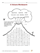 a volcano wordsearch printable 1st 3rd grade teachervision