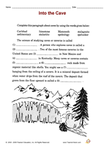 Into the Cave Printable (3rd Grade) - TeacherVision