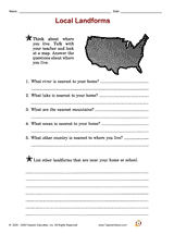 Local Landforms Printable (Geography, 2nd-3rd Grade) - TeacherVision