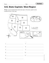 Geography Quiz: Western U.S. State Capitals Printable (3rd-8th Grade