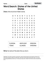 word search states of the united states teachervision