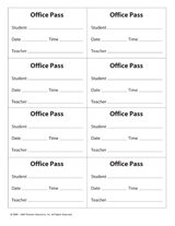 Office Pass (8 per sheet) Printable (K - 12th Grade) - TeacherVision