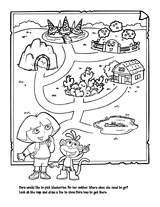Gambar Dora Explorer Coloring Page English Spanish Foreign Map Pages di ...