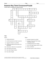 science key term crossword puzzle printable 6th 12th