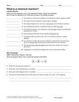 What Is a Chemical Reaction? Printable (6th - 12th Grade) - TeacherVision