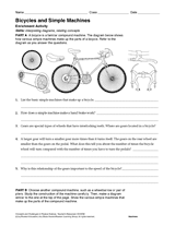 Activity Bicycles And Simple Machines Printable 6th 12th Grade