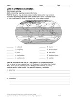 life in different climates activity for earth science geography printable 6th 12th grade teachervision
