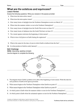 what are solstices and equinoxes seasons printable 6th 12th grade teachervision