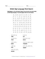 British Sign Language Word Search - Printable Worksheet (5Th-8Th Grade) - Teachervision