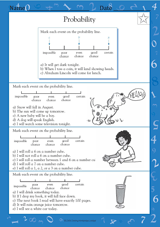 Probability Lines - Math Practice Worksheet (Grade 4) - TeacherVision