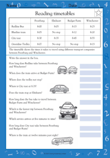 Reading Timetables - Math Practice Worksheet (Grade 4) - TeacherVision