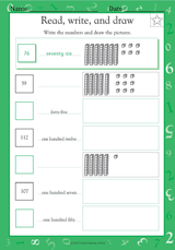 Drawing Ones, Tens, and Hundreds Worksheet (Grade 1) - TeacherVision