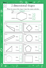 properties of 2 dimensional shapes worksheet grade 1 teachervision