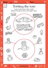 Sorting the Toys - Kindergarten Math Practice Worksheet - TeacherVision