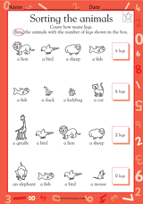Sorting the Animals II - Kindergarten Worksheet - TeacherVision