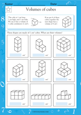 Volumes Of Cubes - Math Practice Worksheet (Grade 3) - Teachervision