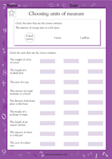 Choosing Units of Measure Worksheet (Grade 5) - TeacherVision