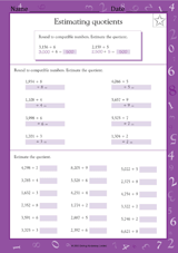 Estimating Quotients - Math Practice Worksheet (Grade 5) - TeacherVision