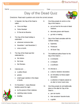 Printable Day Of The Dead Quiz Teaching Dia De Los Muertos Grades 4 12 Teachervision