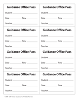 Guidance Office Pass (8 per sheet) Printable (K - 12th Grade) -  TeacherVision